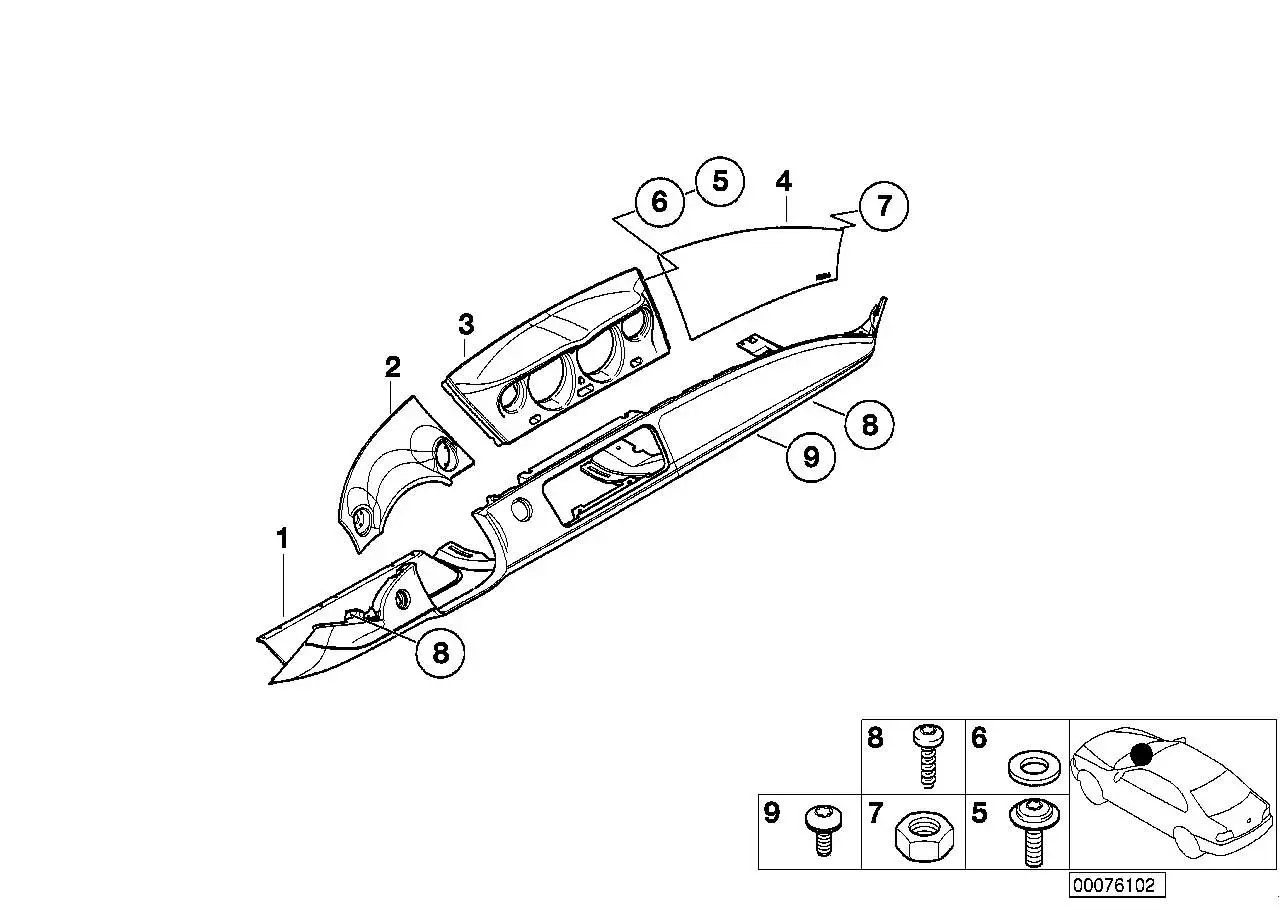 BMW Blende Instrumentenkombination E52 51458267986 - Bildposition