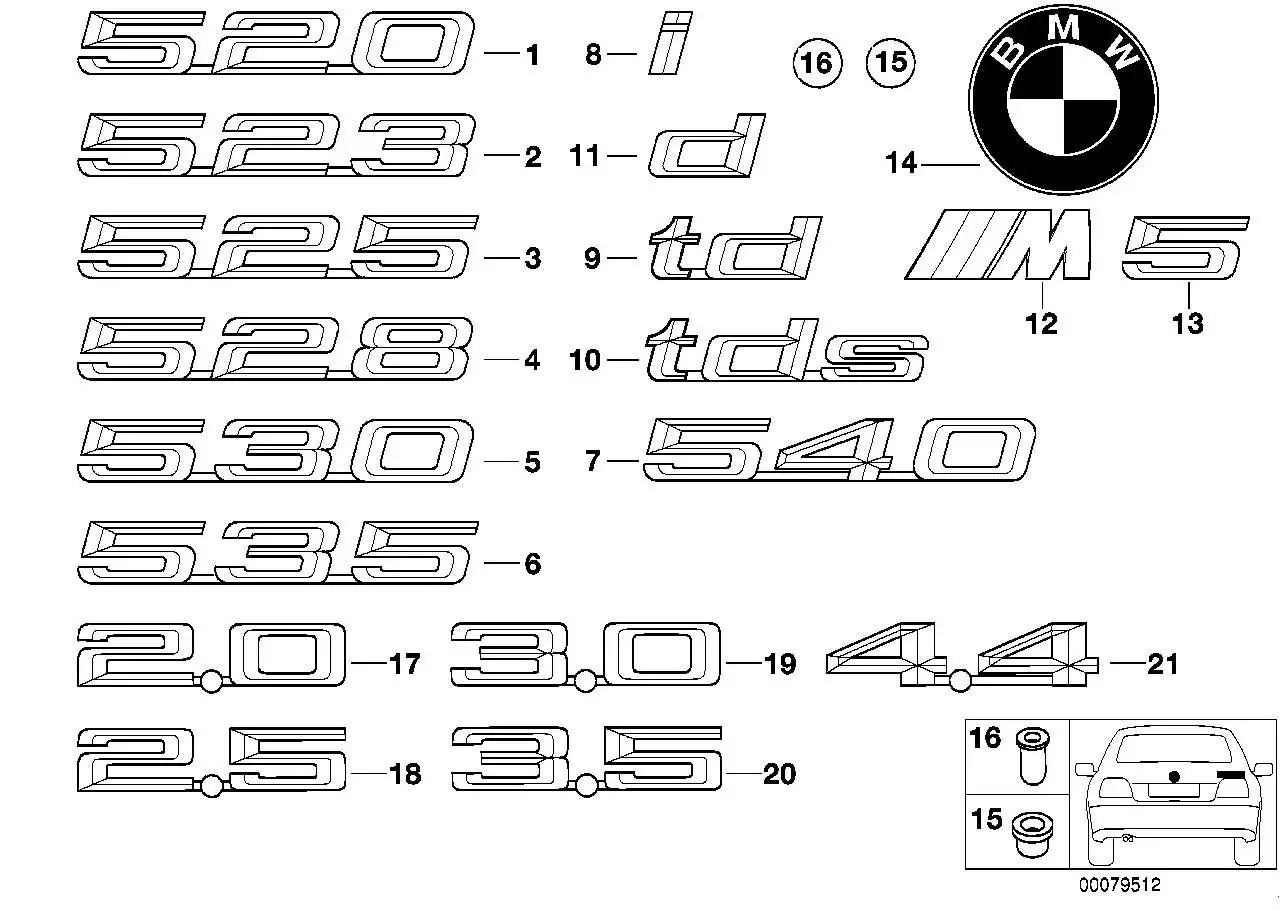 BMW Emblem geklebt E39 51148167687