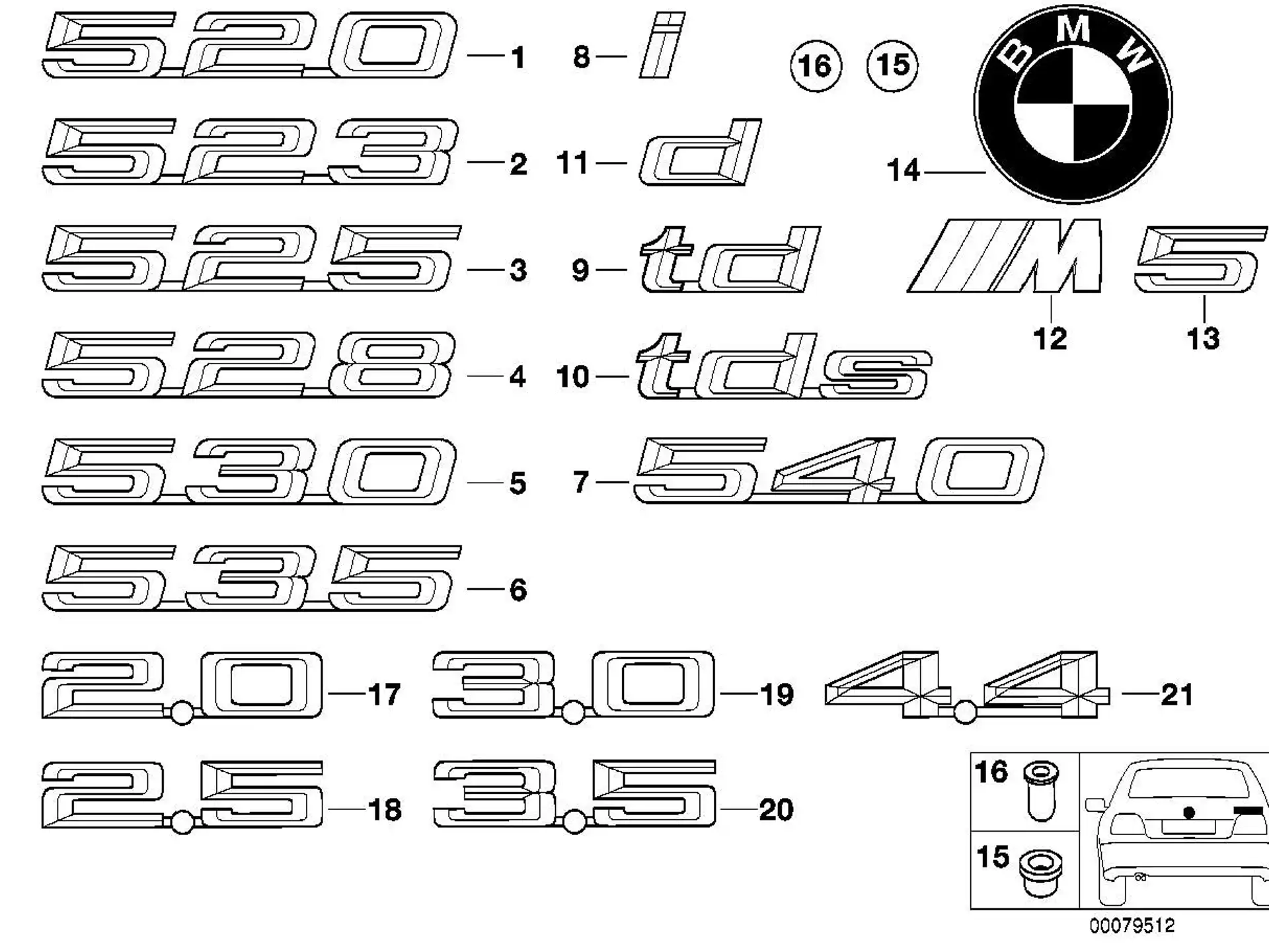 BMW Emblem geklebt E34 E39 51148137275