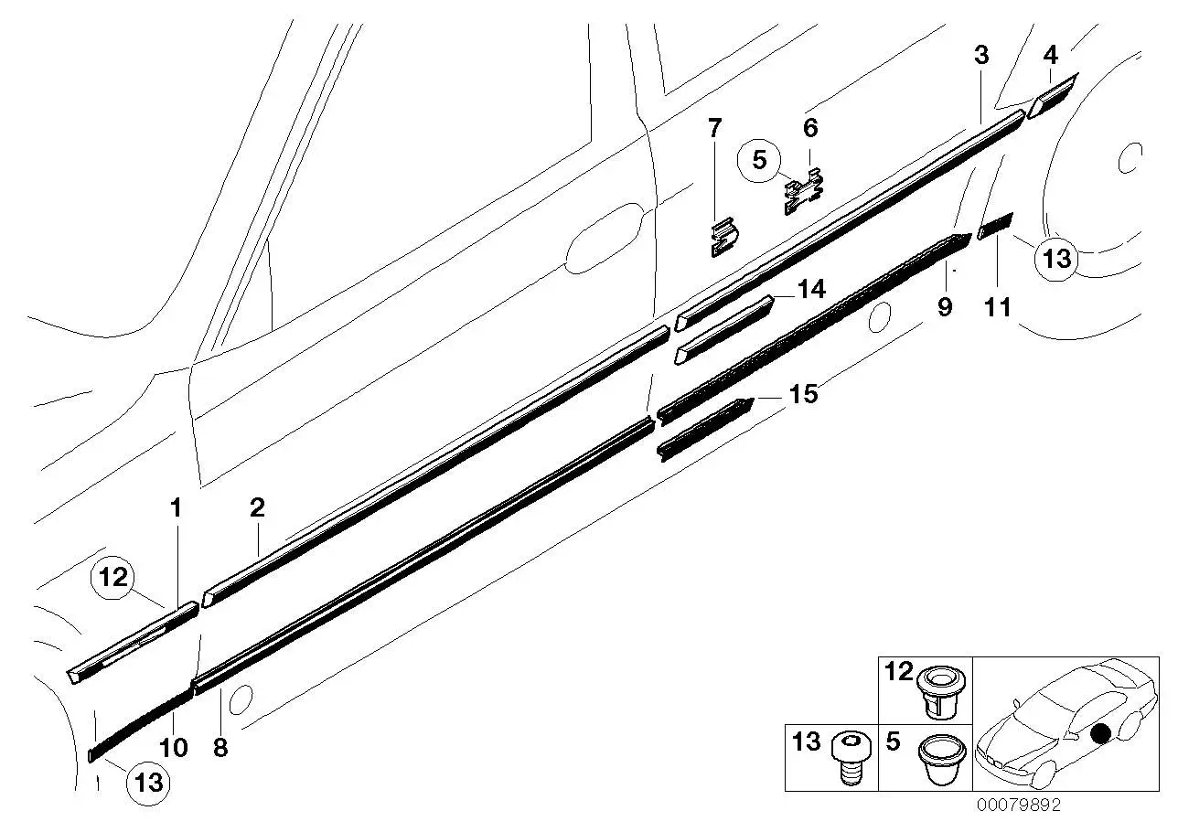 BMW Abdeckleiste links E38 51138236895 - 7er E38