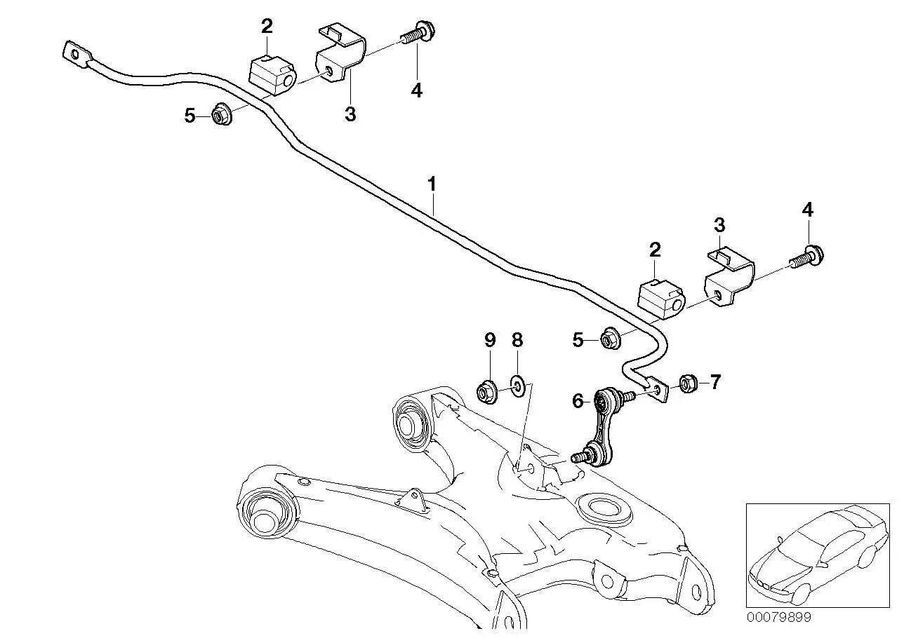 BMW Gummilager Stabilisator E39 33552229604