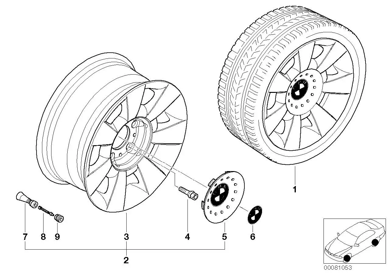 BMW Alufelge Sternspeiche 83 7J ET20 5er E39