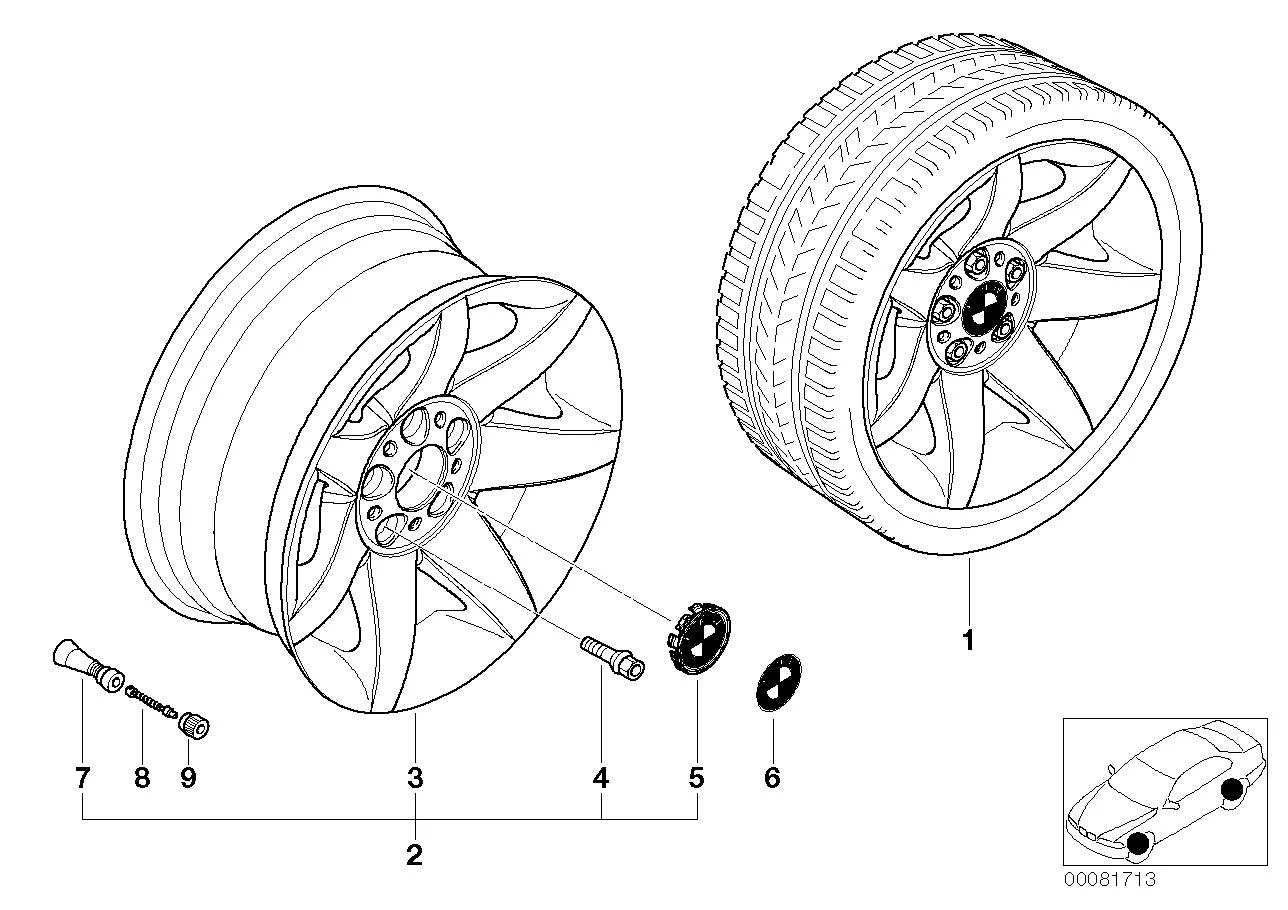 BMW Alufelge Sternspeiche 81 8Jx17 ET20 5er E39