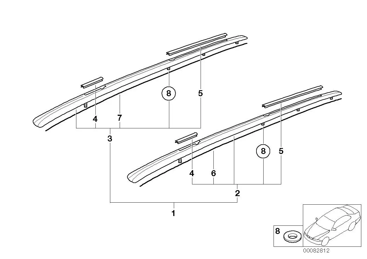 BMW Nachrüstsatz Dachreling E34 82129401646 - 5er E34