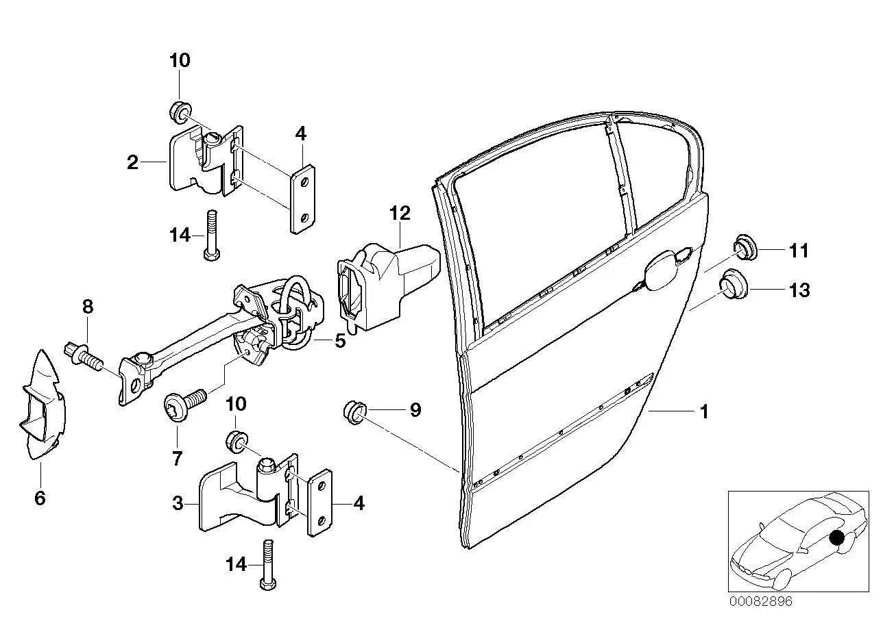 BMW Tür hinten links E46 41527034153 - Bildposition 01