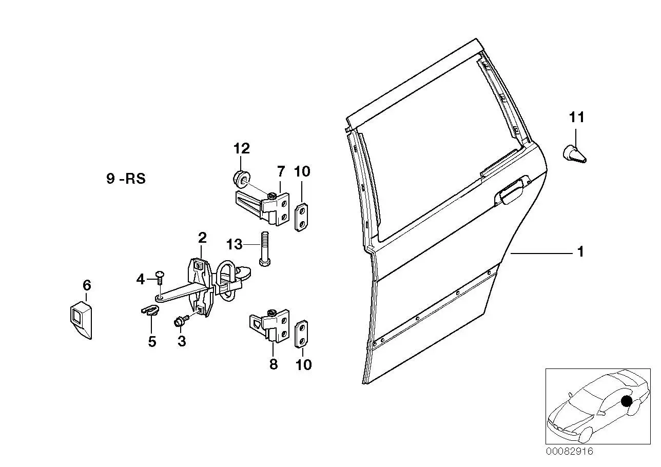 BMW Tür hinten rechts E36 41528188834 - Bildposition 01