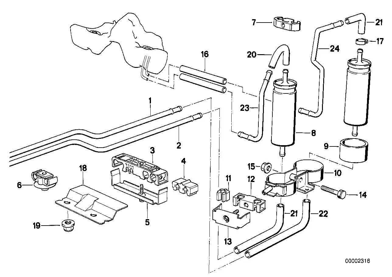 BMW Kraftstoffrohr E31 16121180675 - 8er E31