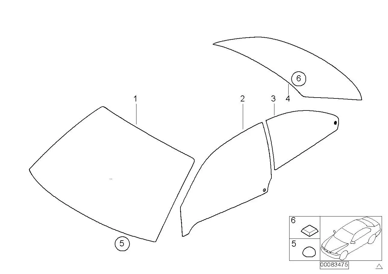 BMW Frontscheibe grün E46 51317010366 - Bildposition 01