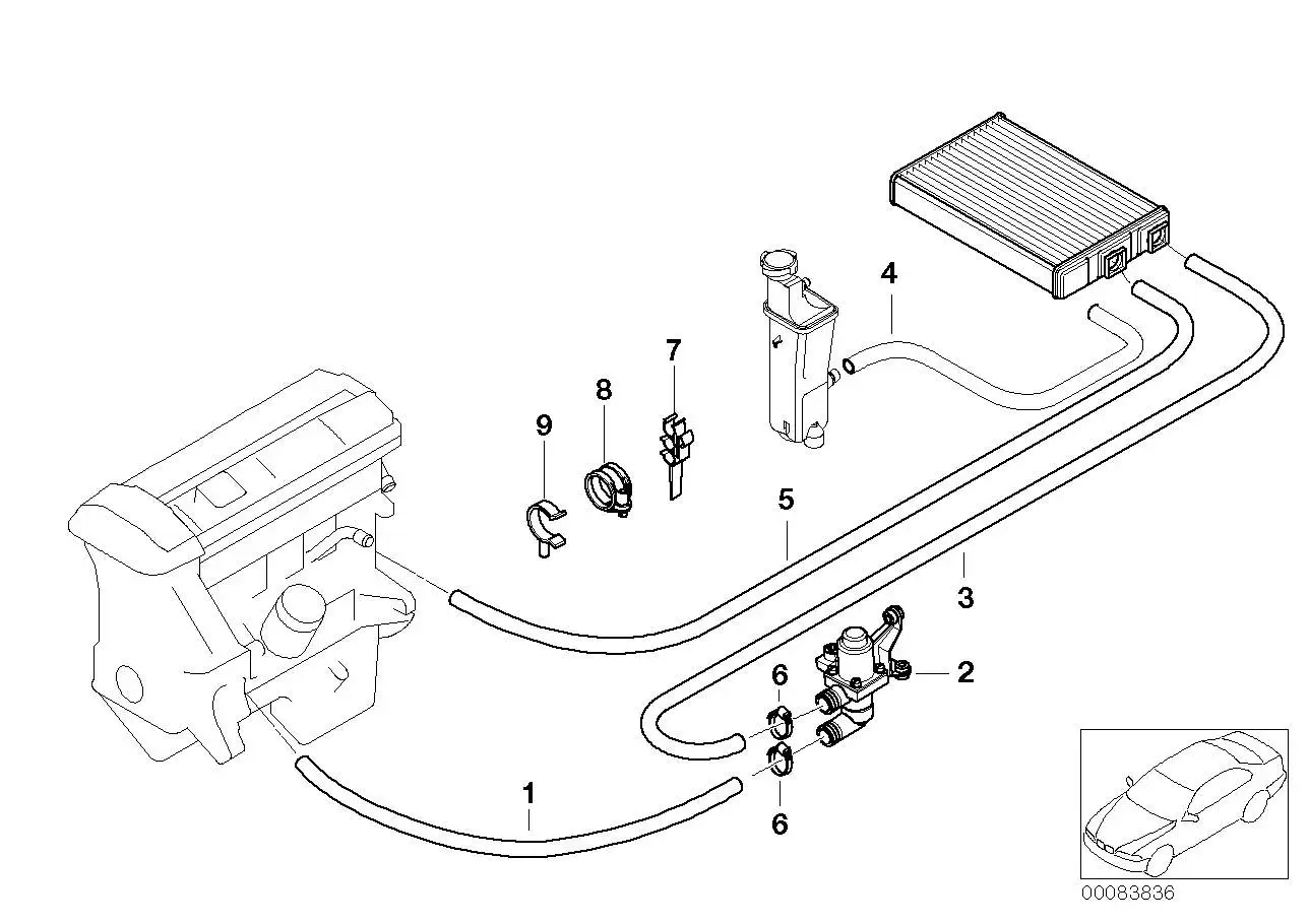 BMW Schlauch Motorvorlauf-Wasserventil E46 64218376999 - 3er E46