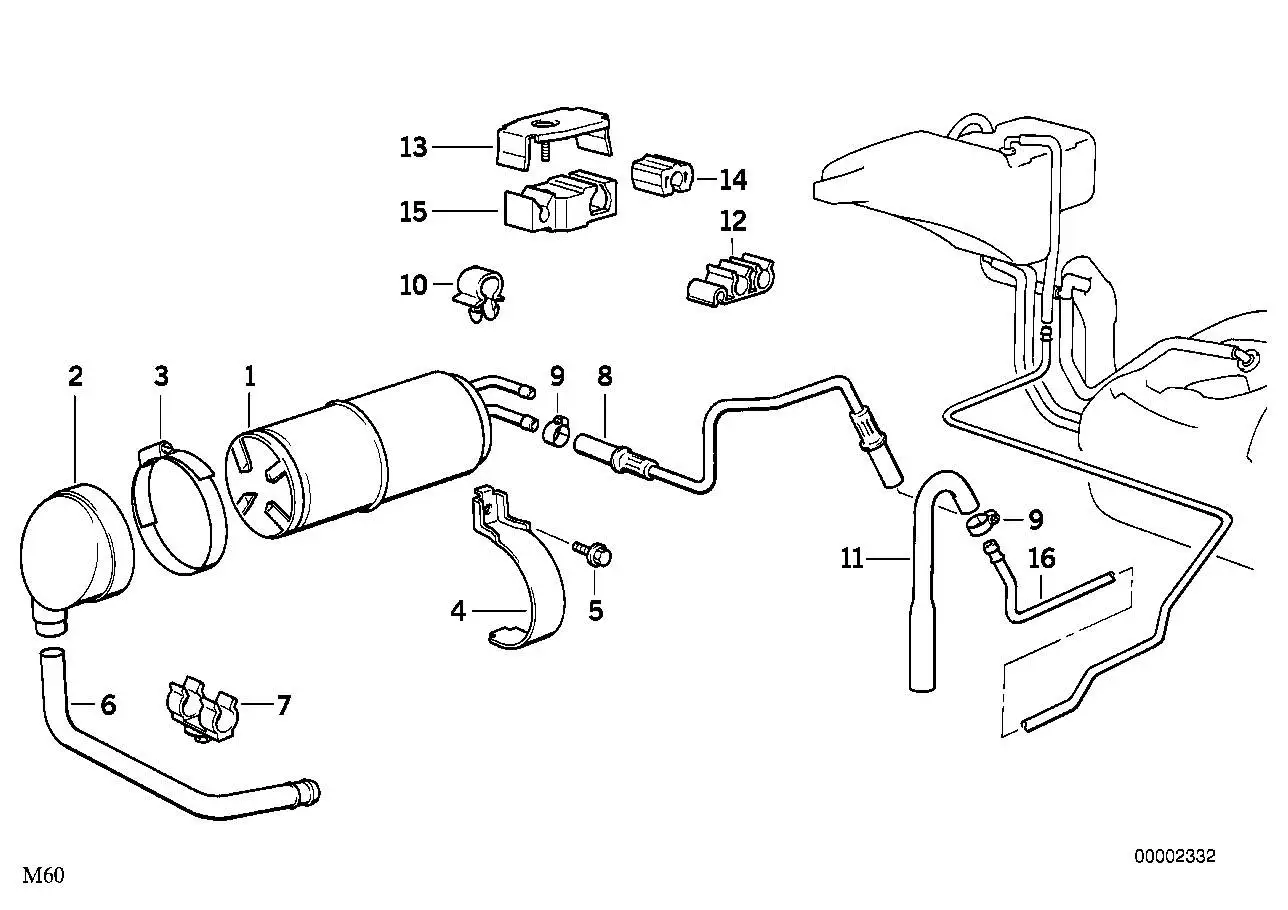 BMW Halter Aktivkohlefilter E31 E32 E34 16131181073