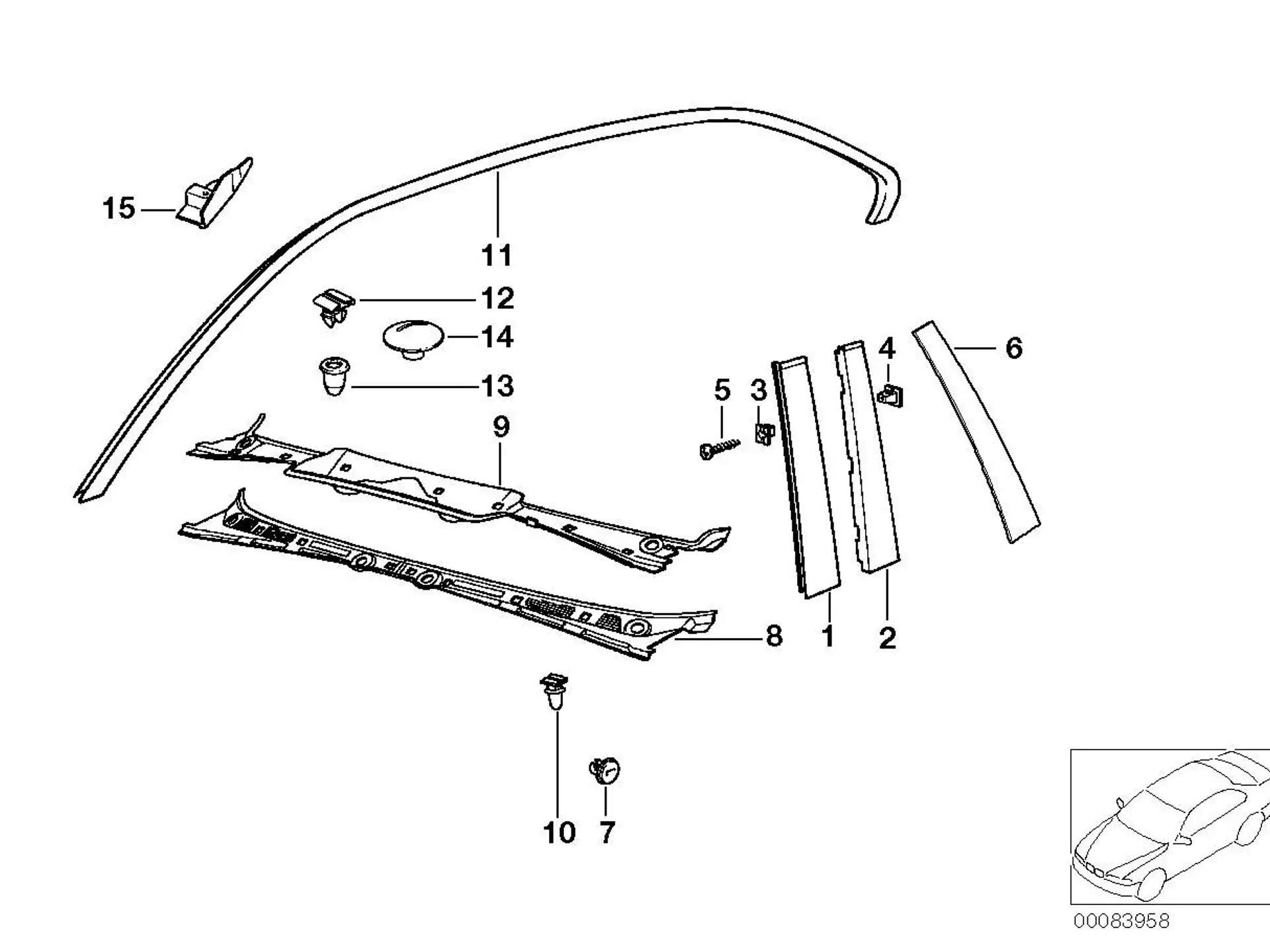 BMW Dachleiste rechts E36 51131977682