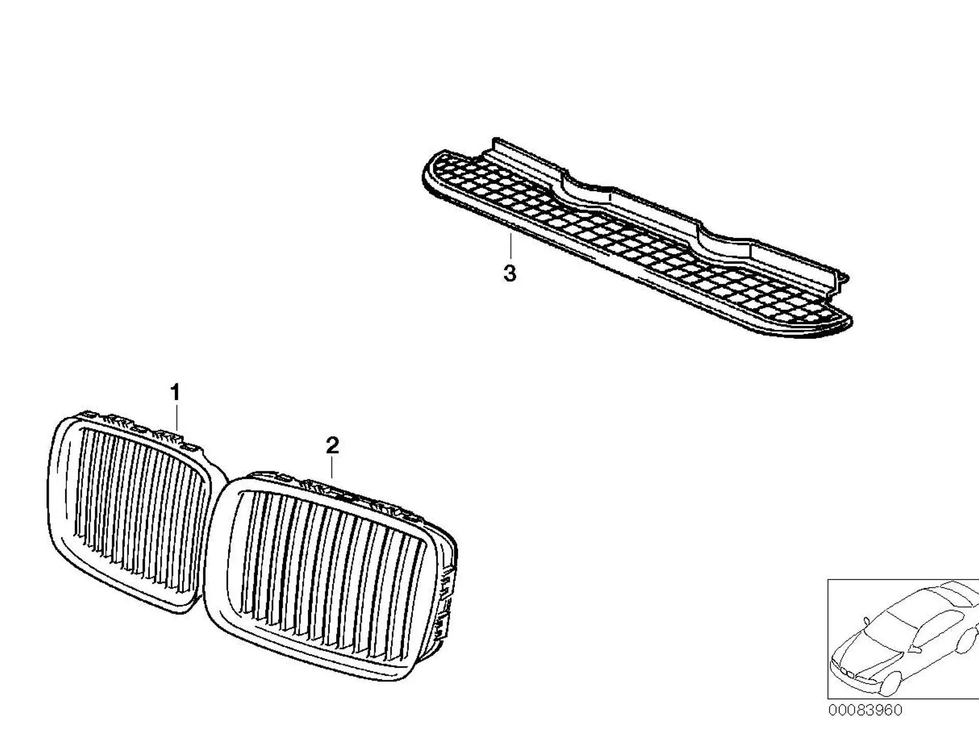 BMW Ziergitter rechts E36 51138122238