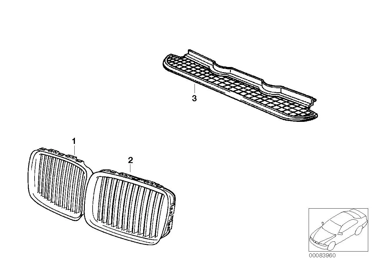 BMW Ziergitter links E36 51138206609 - Z3 E36