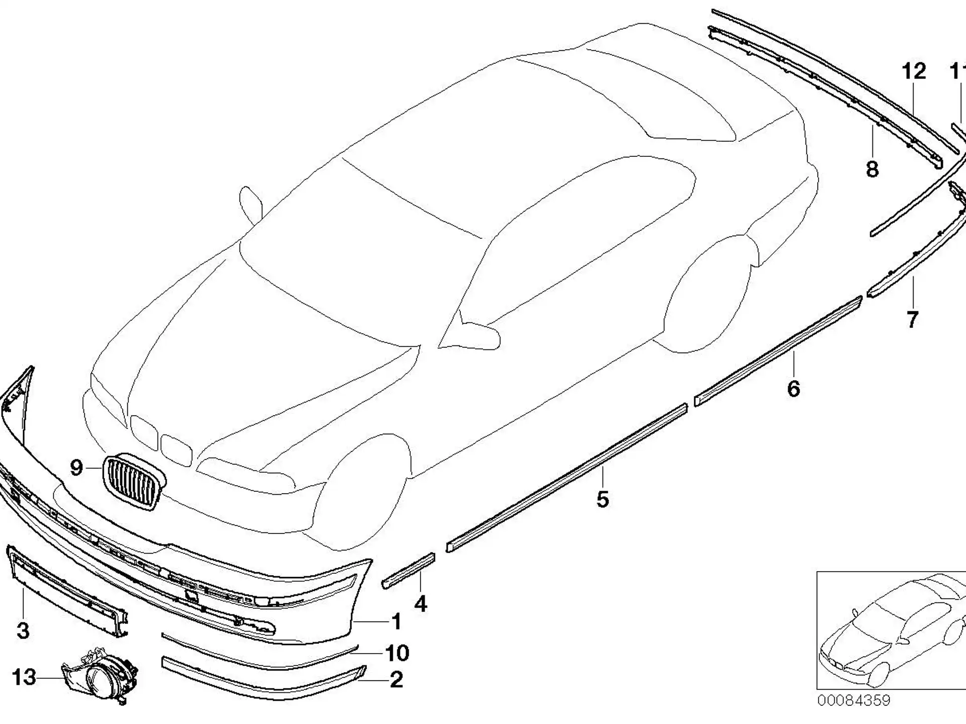 BMW Ziergitter links E39 51132497261