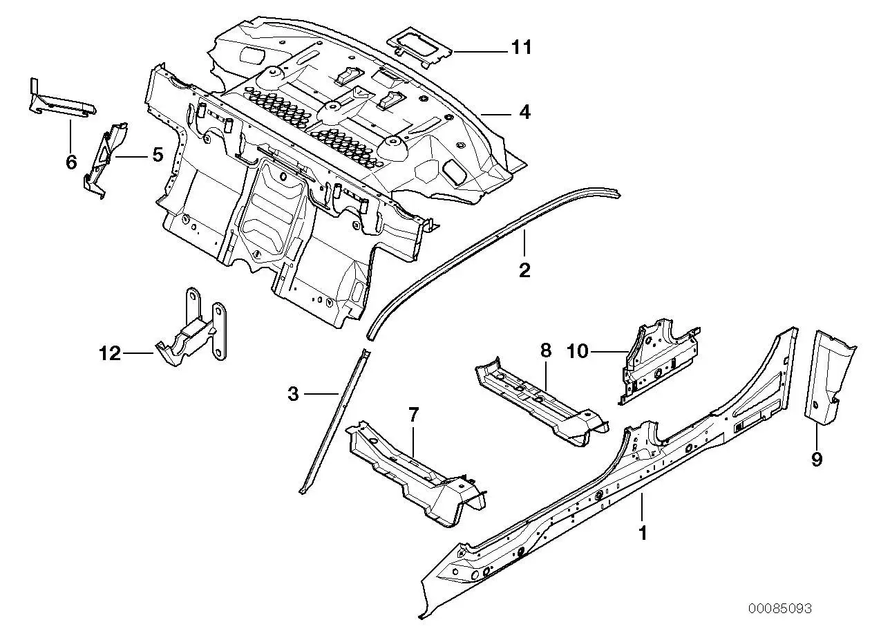 BMW Schliessblech rechts E38 41118156546 - 7er E38 Limousine / Bi