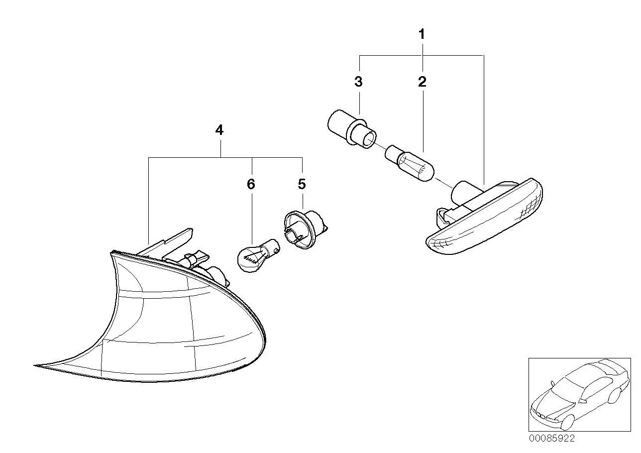 BMW Blinkleuchte links weiss E46 63136924951 - Bildposition 04