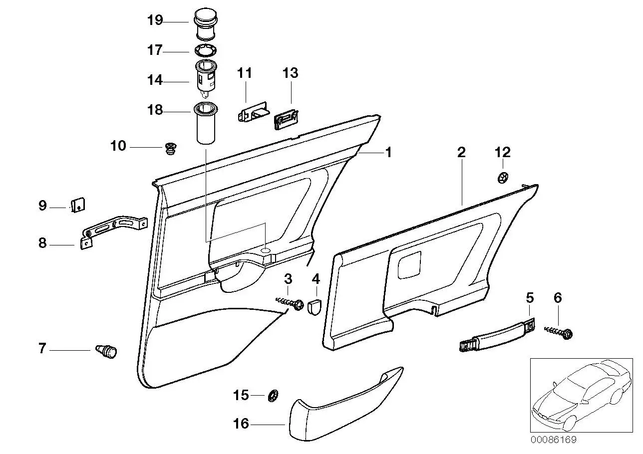 BMW Aufnahme Leseleuchte E36 51432489736 - Bildposition 18