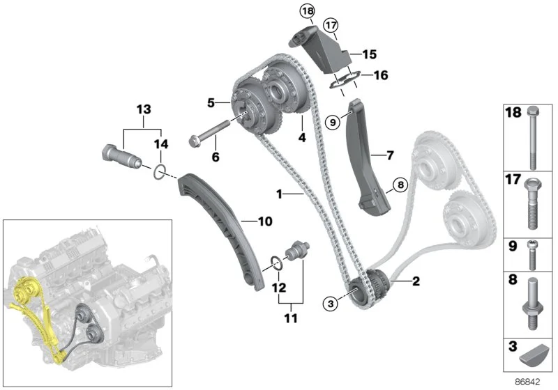 BMW Kettenspanner E53 E60 E61 E63 E64 E65 E66 E70 11311439552