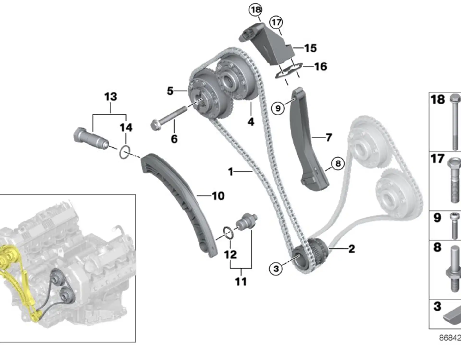 BMW Kettenspanner E53 E60 E61 E63 E64 E65 E66 E70 11311439552