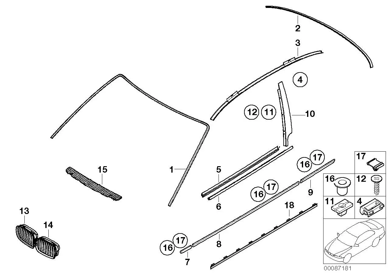BMW Abdeckung Frontscheibe E46 51318252386 - 3er E46