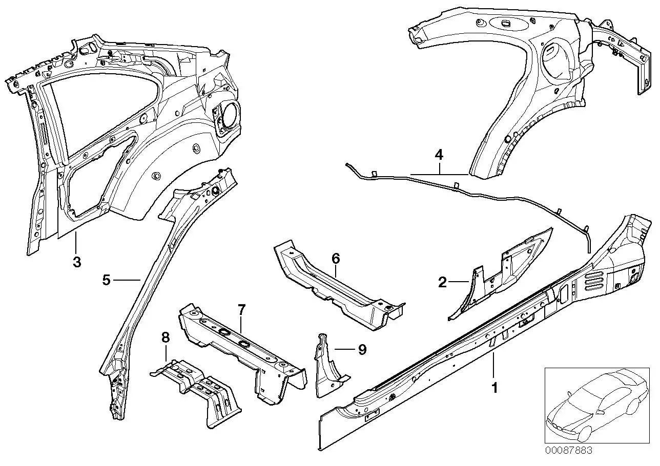BMW Längsträger rechts E46 41117025554 - Bildposition 01