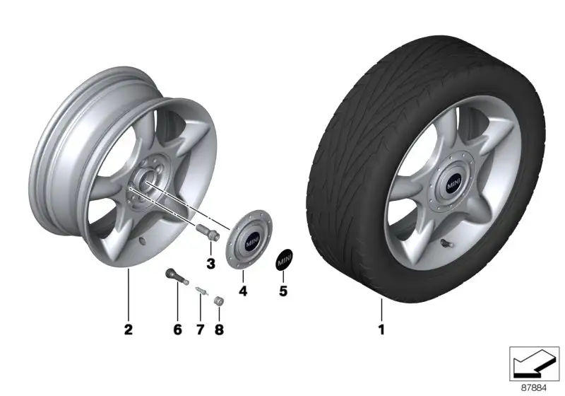 BMW Nabenabdeckung weiss R50 R52 R53 36131512573 - MINI R50, MINI