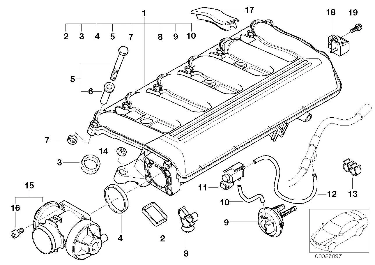BMW Unterdruckdose E38 E39 E46 E53 E60 E61 E63 E64 E65 E66 E70 E71 E83 E87 E90 E91 E92 E93 11617786961