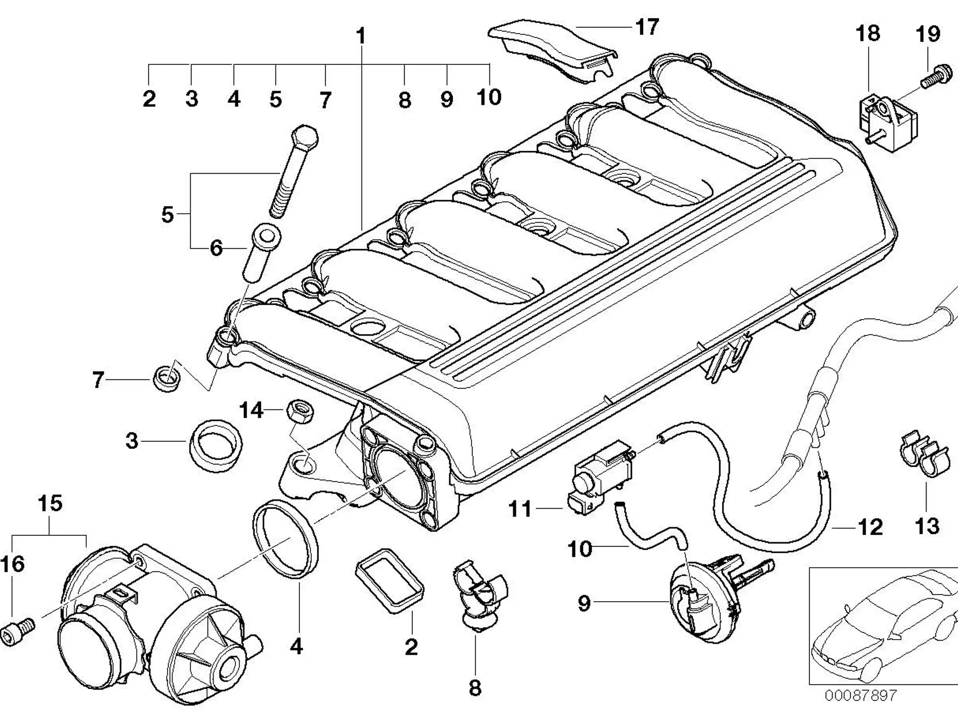BMW Unterdruckdose E38 E39 E46 E53 E60 E61 E63 E64 E65 E66 E70 E71 E83 E87 E90 E91 E92 E93 11617786961