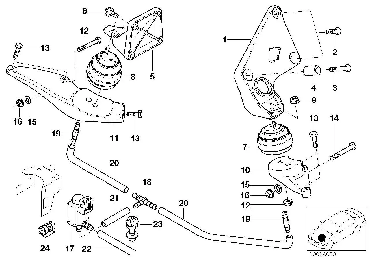 BMW Motorlager rechts E38 22111096512 - 7er E38