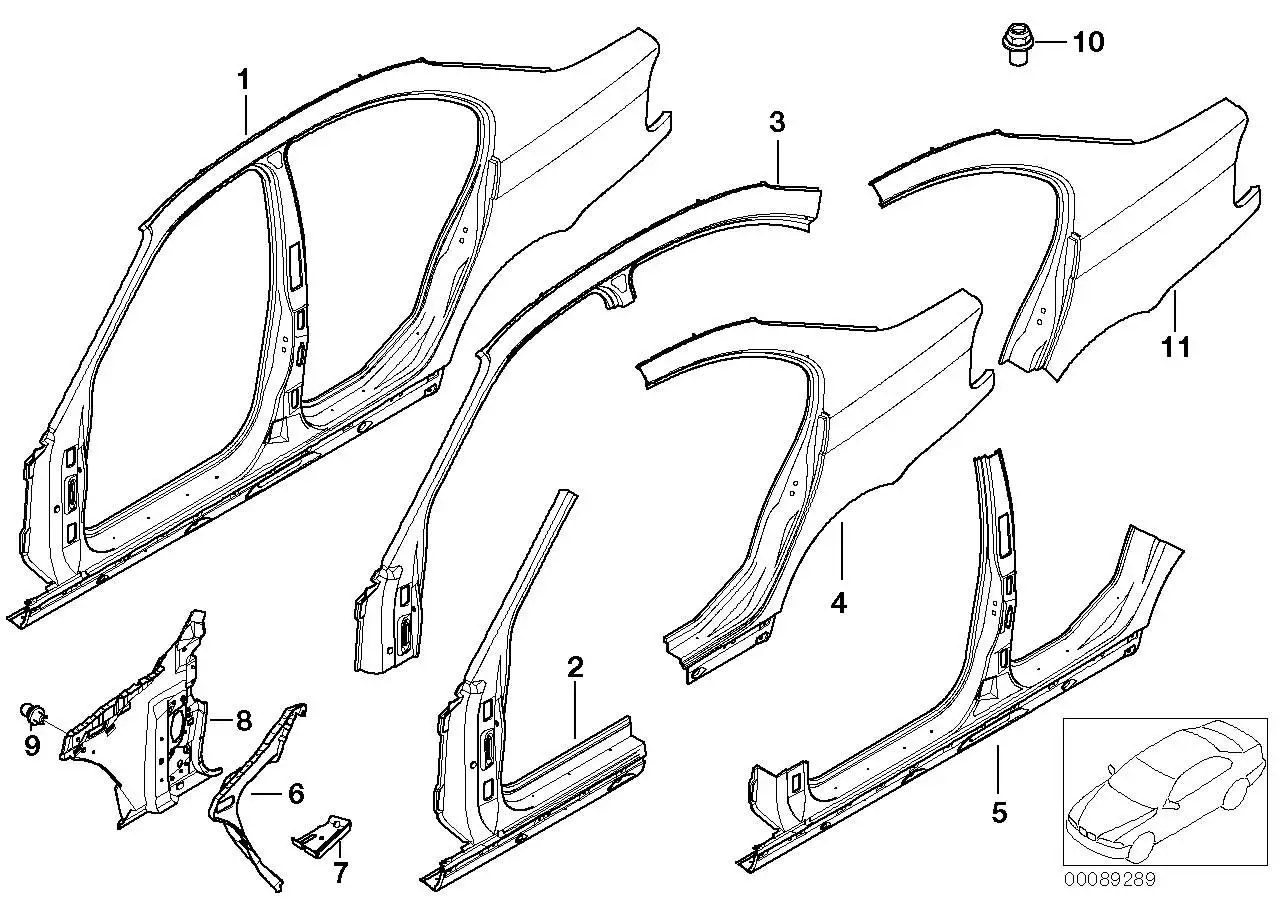 BMW Seitengerippe links E46 41217062571 - Bildposition 01