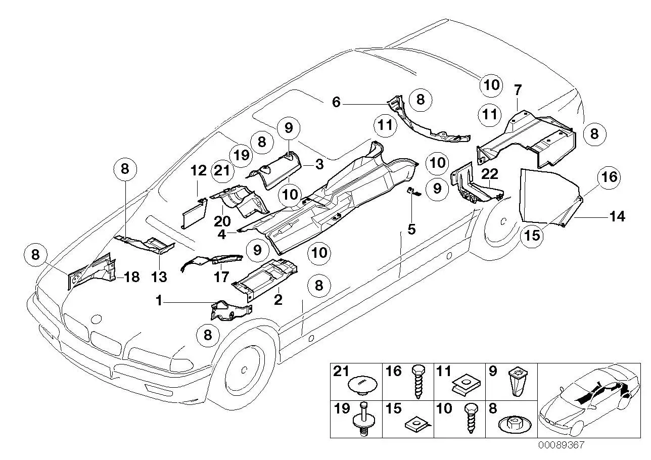 BMW Halter Wärmeschutzblech links E38 51488164789 - Bildposition