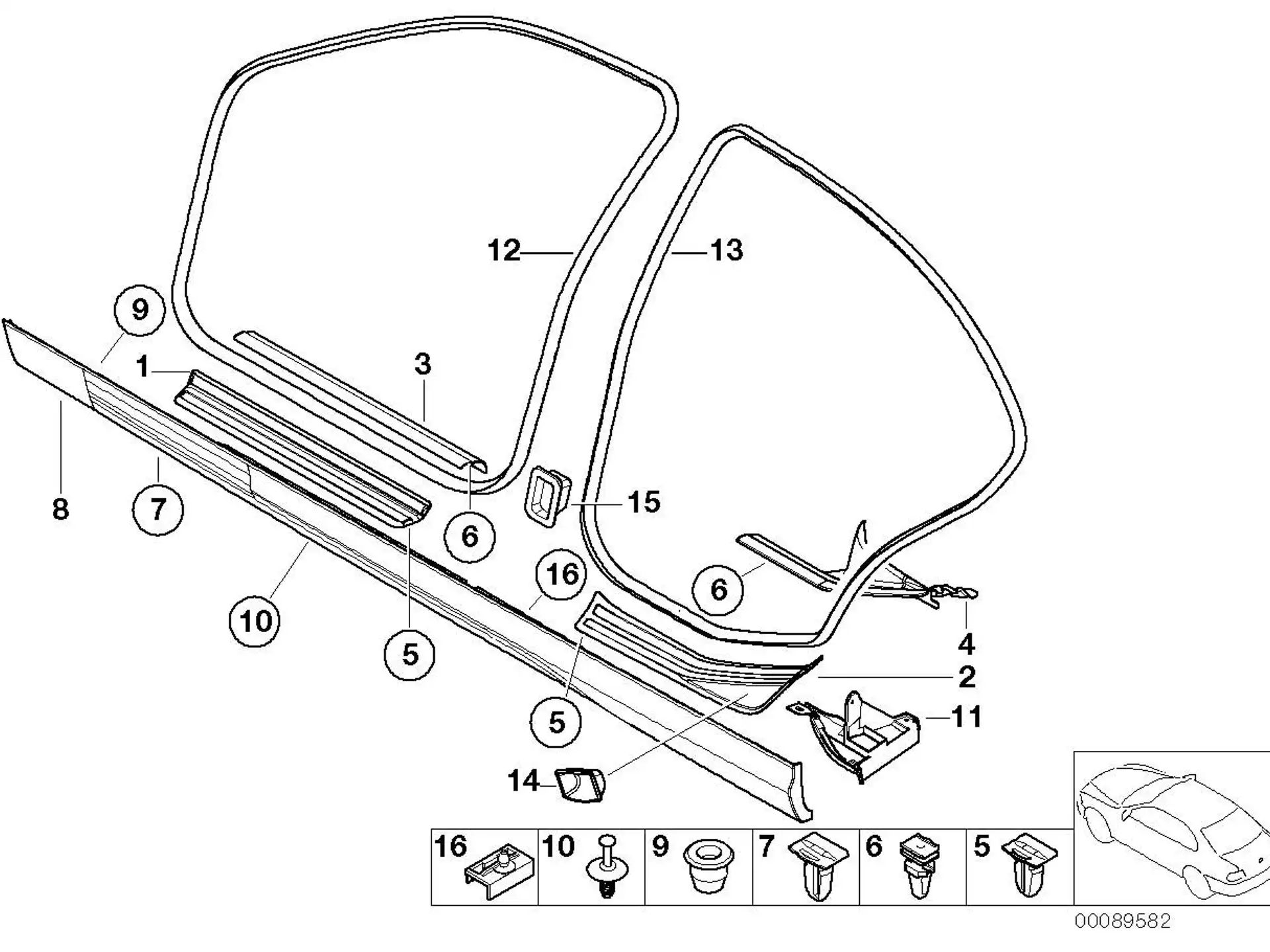 BMW Abdeckleiste Einstieg hinten innen links E46 51478201335