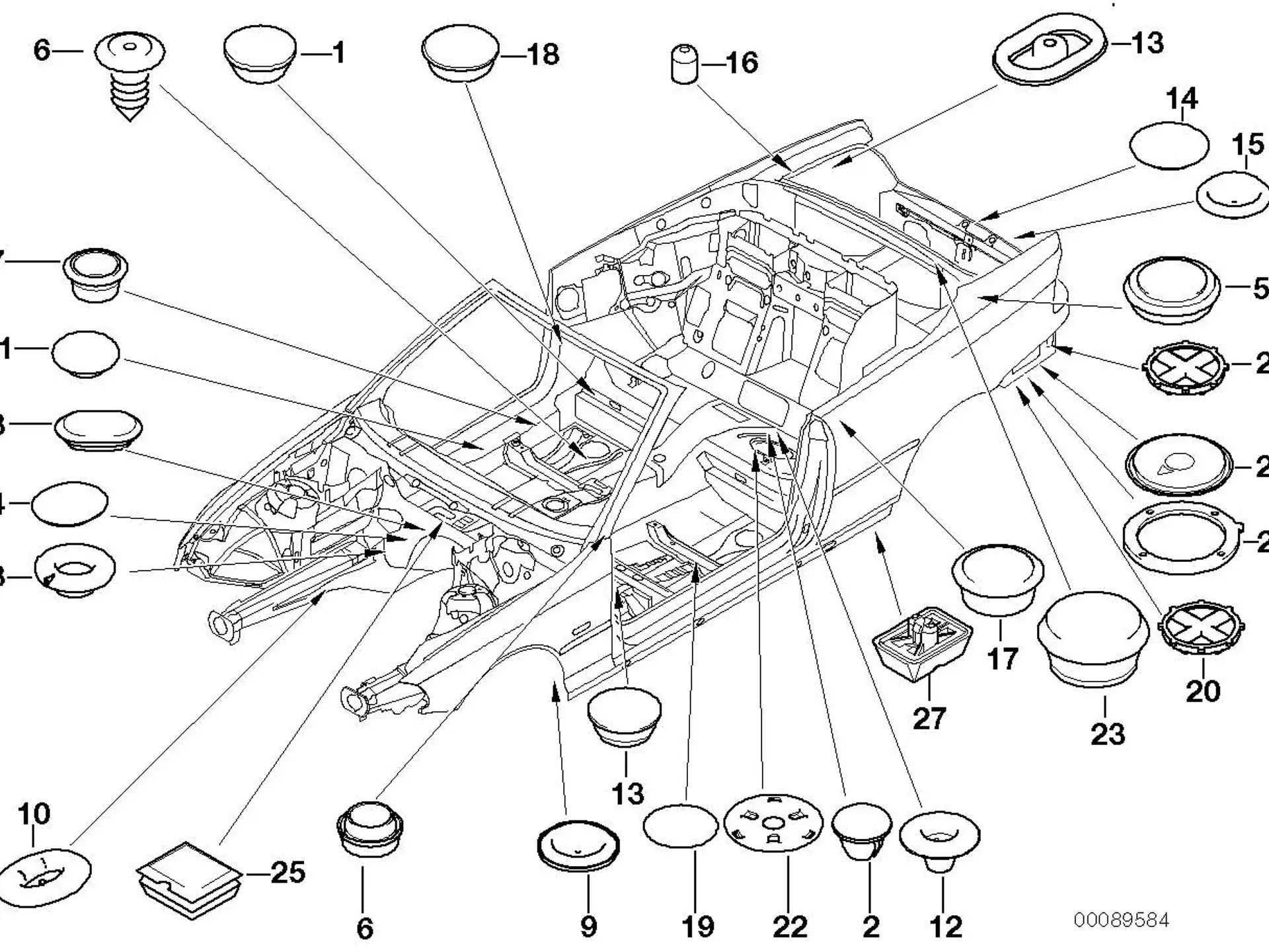 BMW Verschlussstopfen E36 E38 E39 E46 E52 E60 E61 E83 E89 E91 F01 F02 F04 F06 F07 F12 F13 R50 R53 R55 R56 R57 R58 R59 R60 R61 51718168260