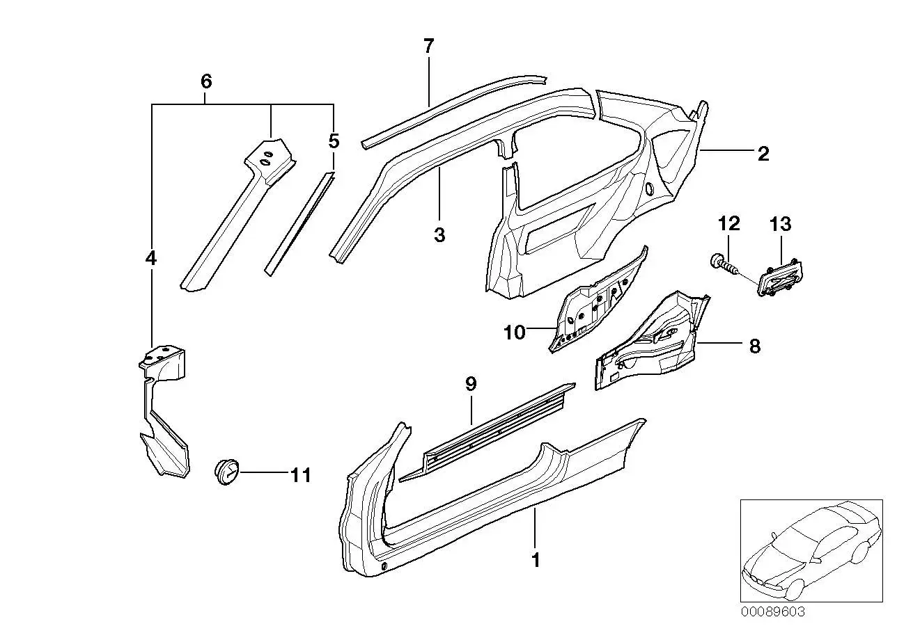 BMW Seitenteil innen links E36 41008151925 - Bildposition 02
