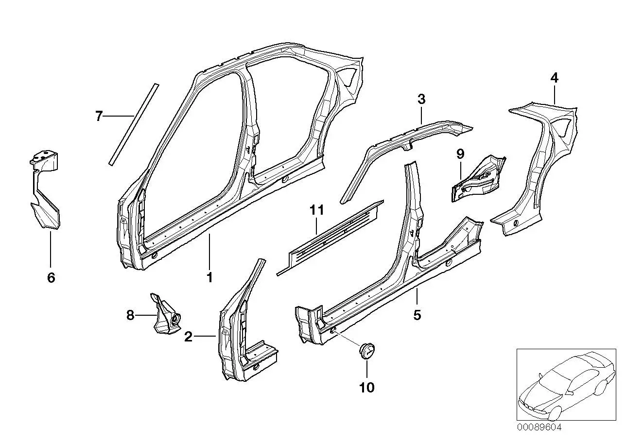 BMW Seitengerippe links E36 41008224775