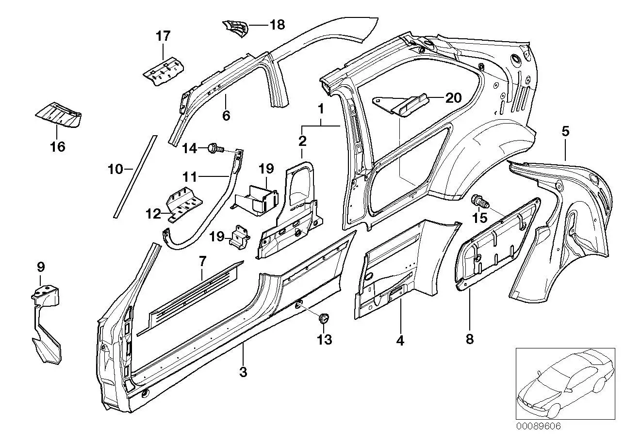 BMW A-Säule mit Einstieg rechts E36 41218191126 - Bildposition 03