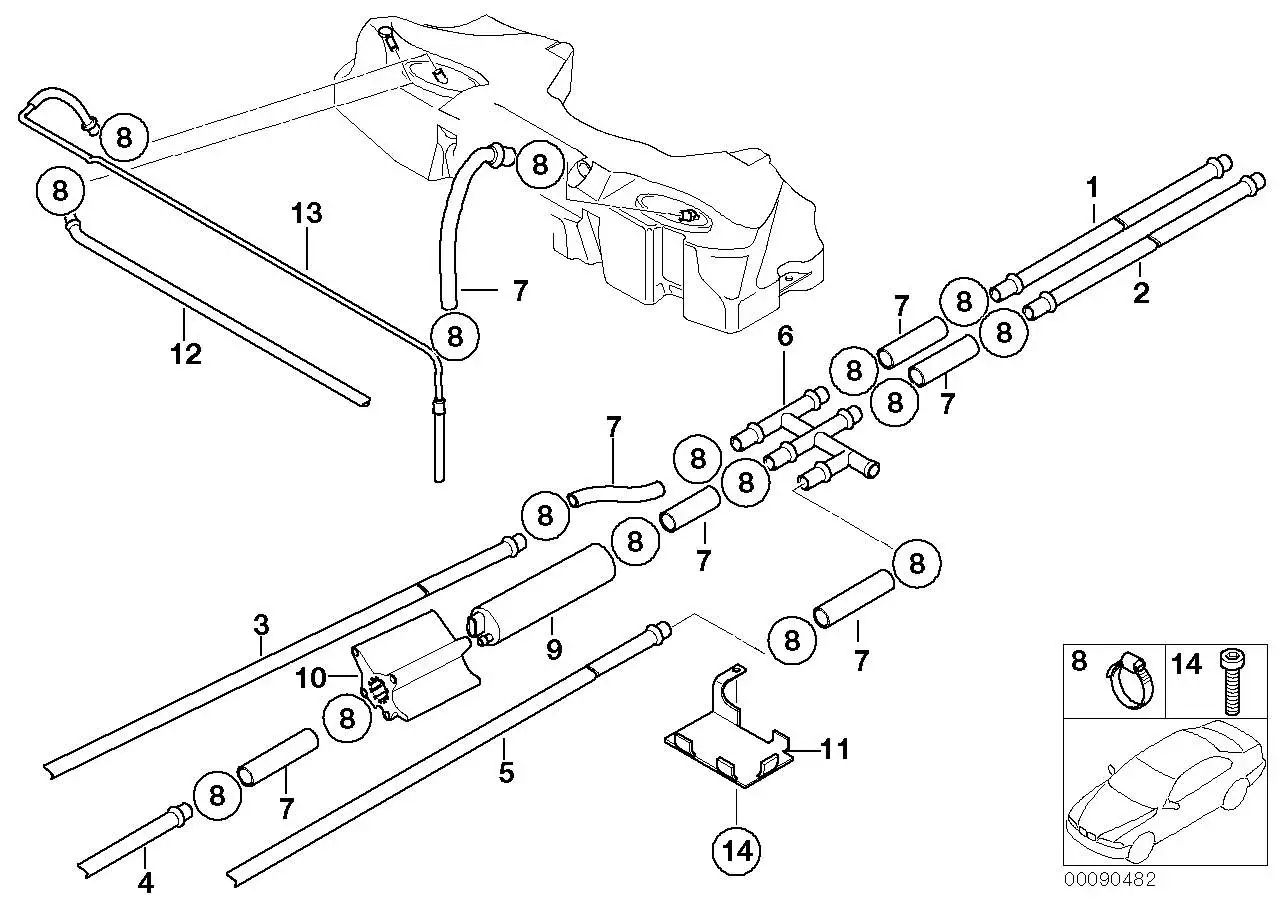 BMW Kraftstoff-Rücklaufleitung vorn E39 16126758063 - 5er E39