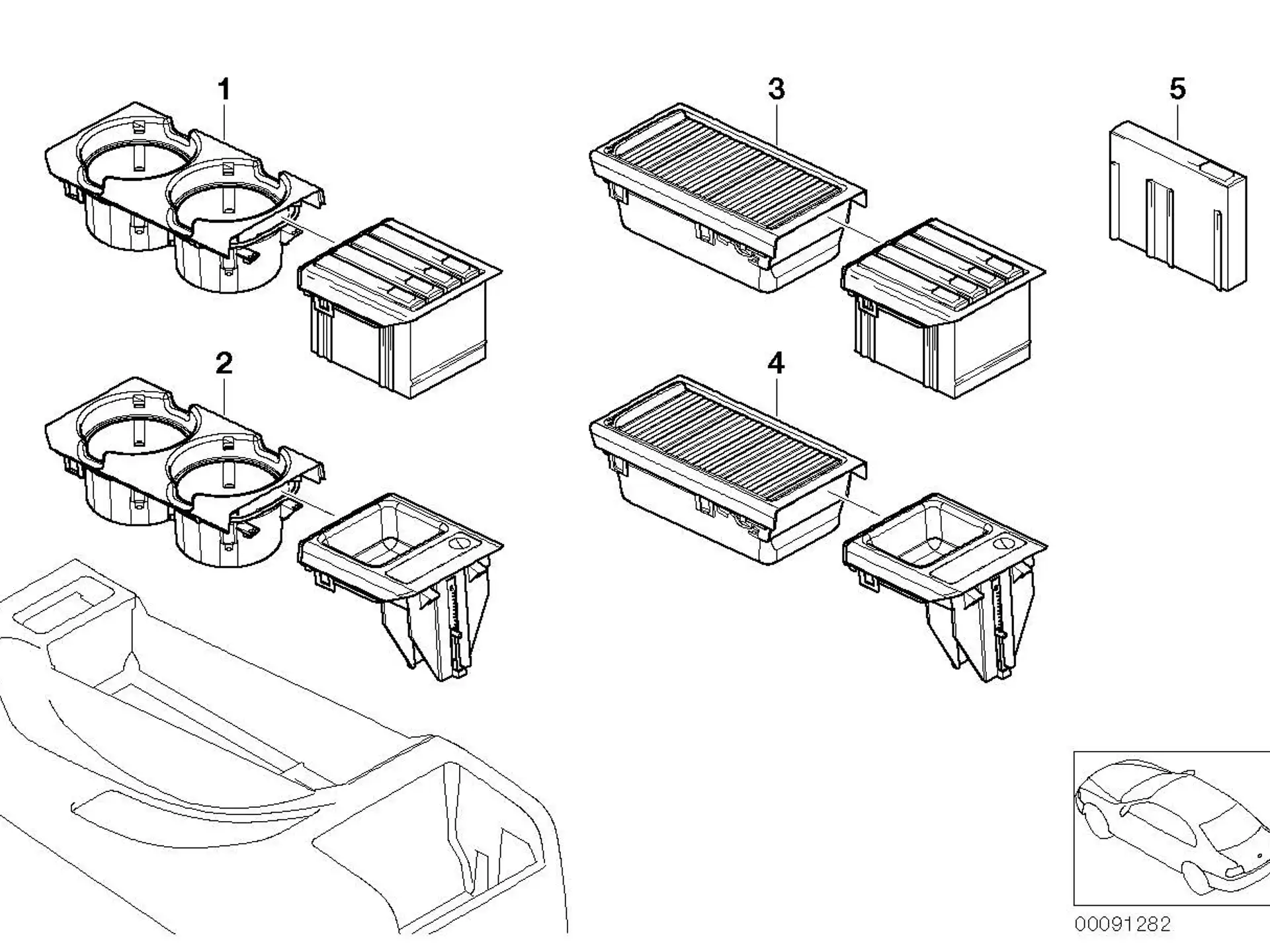 BMW Ablageschale mit Münzbox E46 51168217957