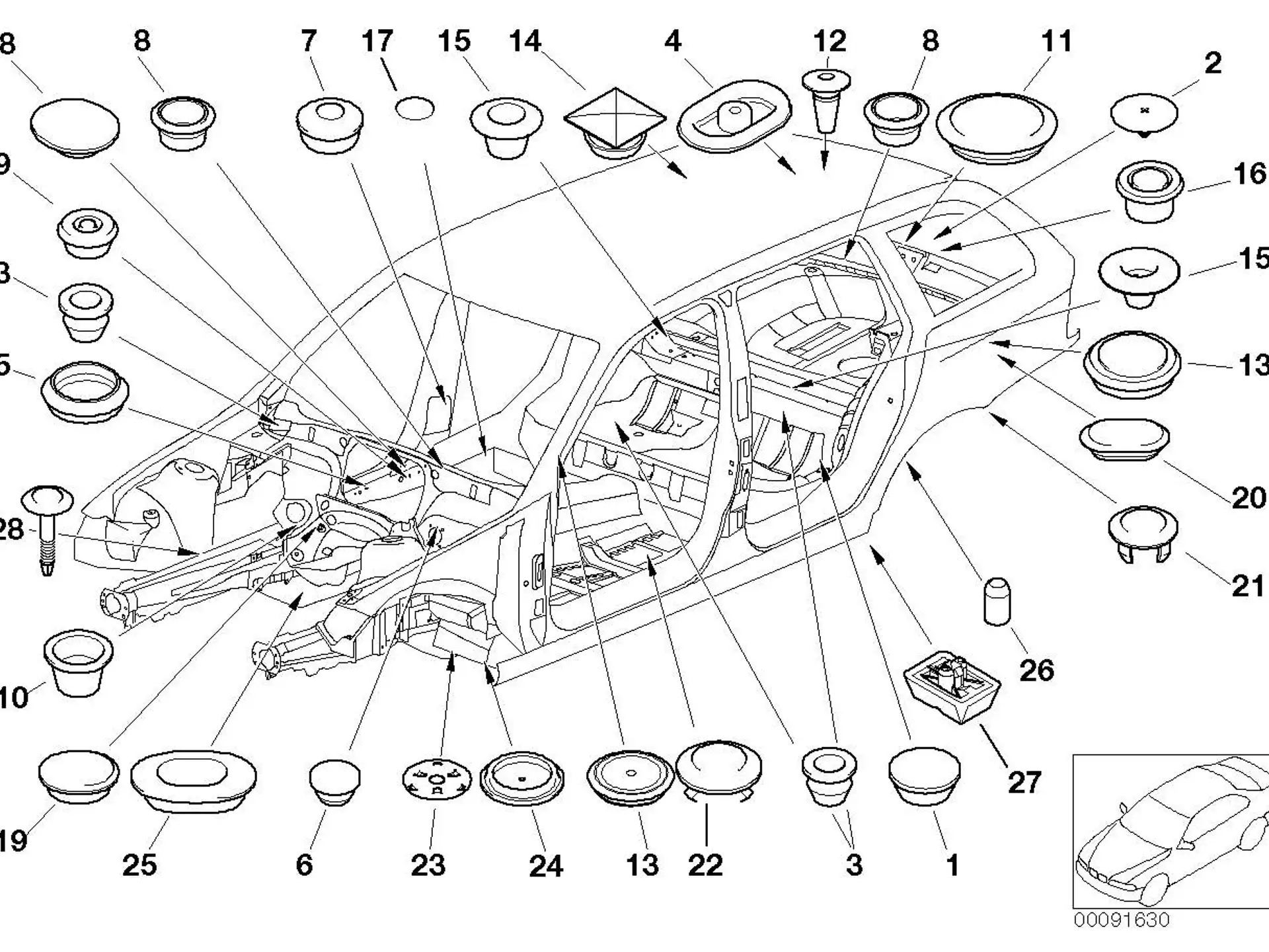 BMW Verschlussstopfen E46 E52 E53 E65 E66 E70 E71 E72 E81 E82 E83 E84 E85 E86 E87 E88 E89 E90 E91 E92 E93 F25 F26 F39 F87 F87N G07 G11 G12 G20 G21 G28 R50 R52 R53 51718407016