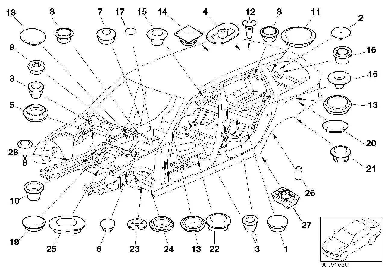 BMW Verschlussstopfen E46 E52 E53 E65 E66 E70 E71 E72 E81 E82 E83