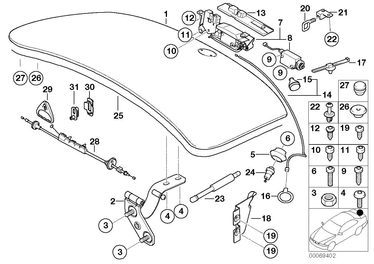BMW Gasdruckfeder Heckklappe E52 51248234351