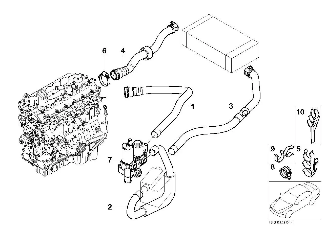 BMW Schlauch Durchlauferh. el.-Heizkörper E46 64216905943