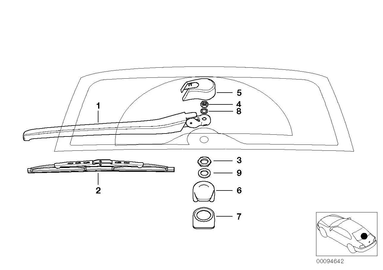 BMW Abdeckkappe Scheibenwischerachse E46 61628222510 - 3er E46