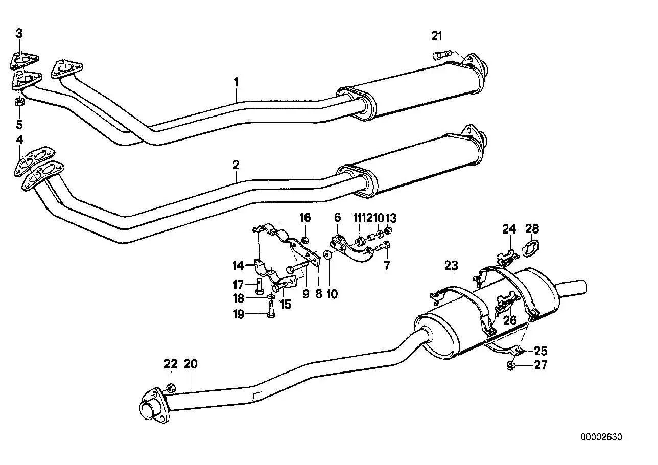 BMW Abgasanlage E30 18101712094 - Z1 E30 Roadster / Bildposition
