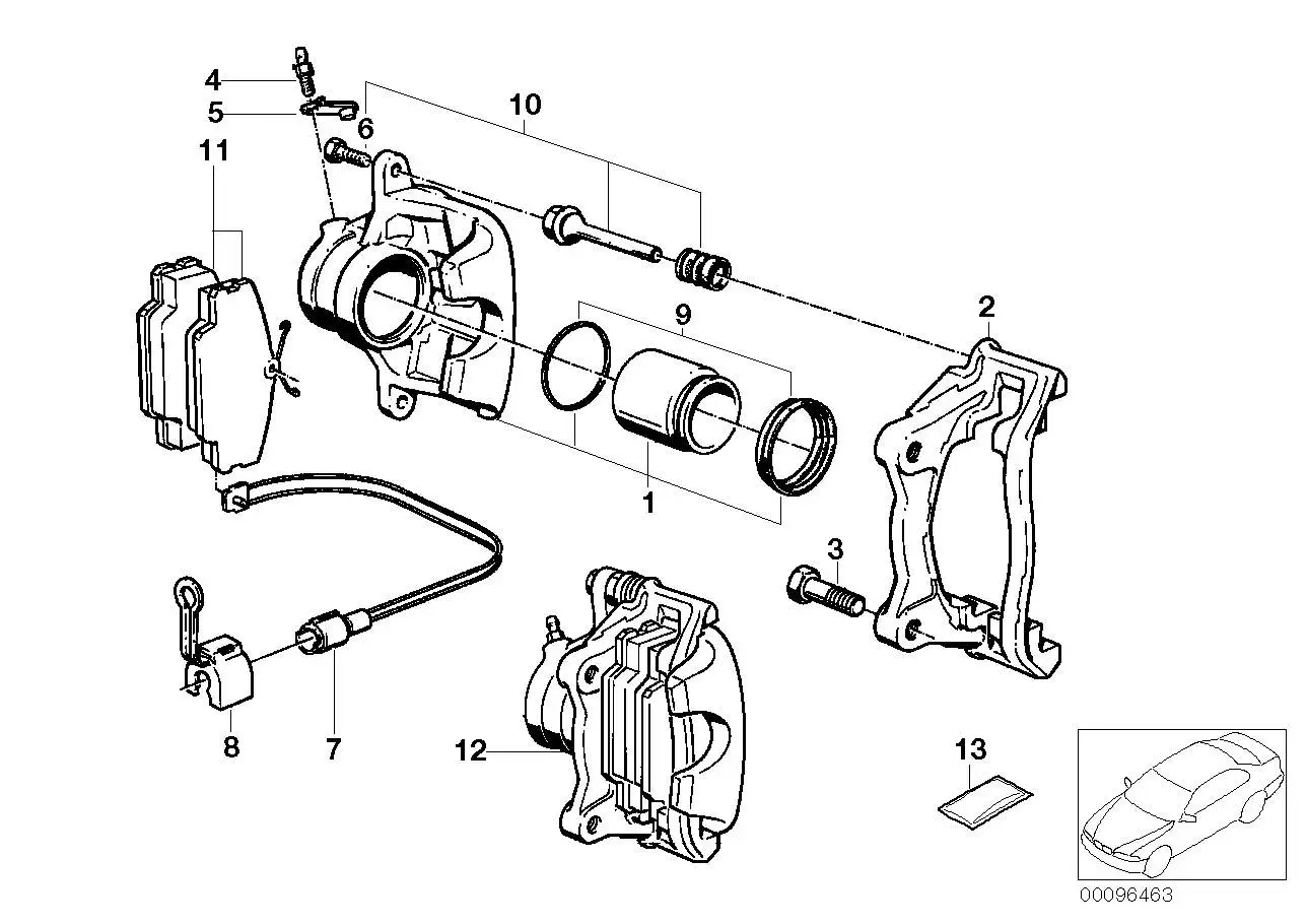 BMW Bremssattelgehäuse rechts E30 34111154378 - Bildposition 01
