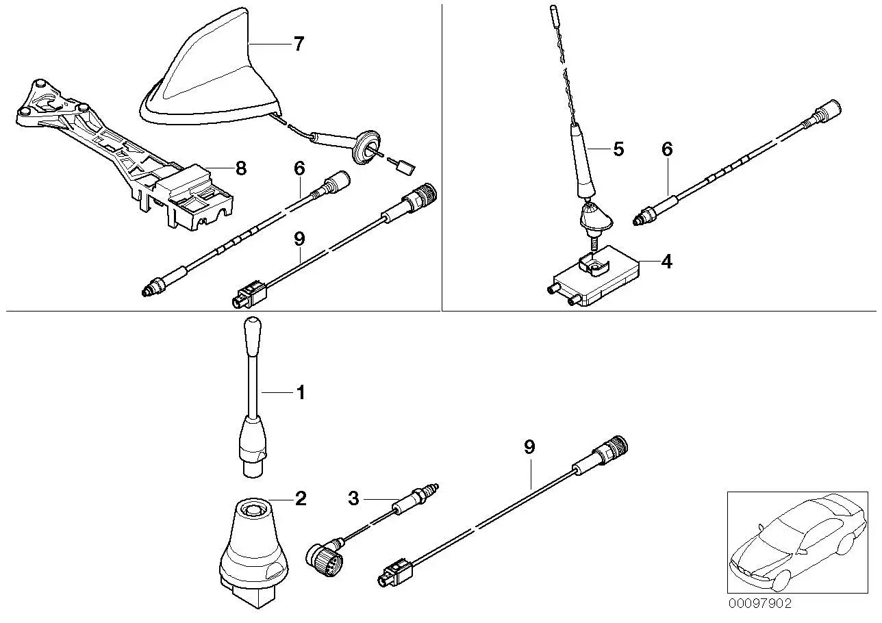 BMW Dachantennenfuss Singleband E46 84538375641