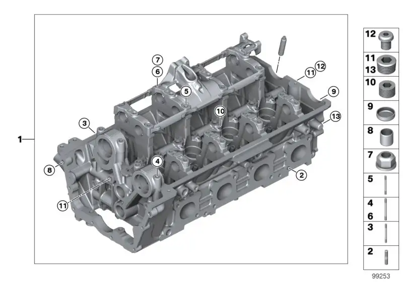 BMW Zylinderkopf mit Ventiltrieb 11121557133 - Bildposition 01
