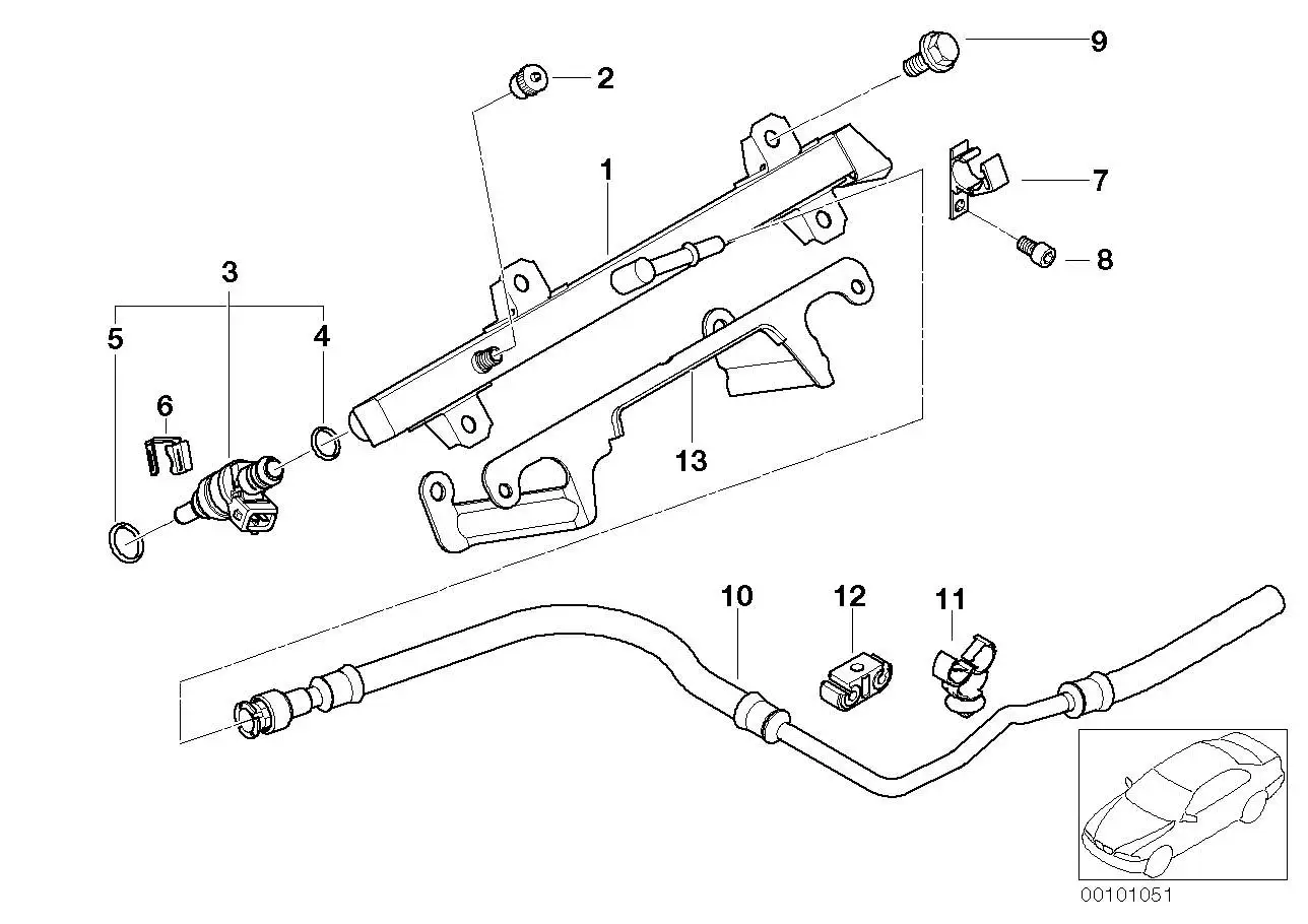 BMW Halter Einspritzrohr 13537519886 - Bildposition 13