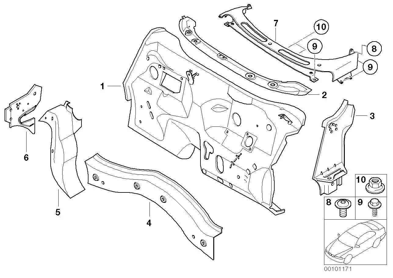 BMW Abdeckung Windlauf R50 R52 R53 41207137951 - MINI R50, MINI R