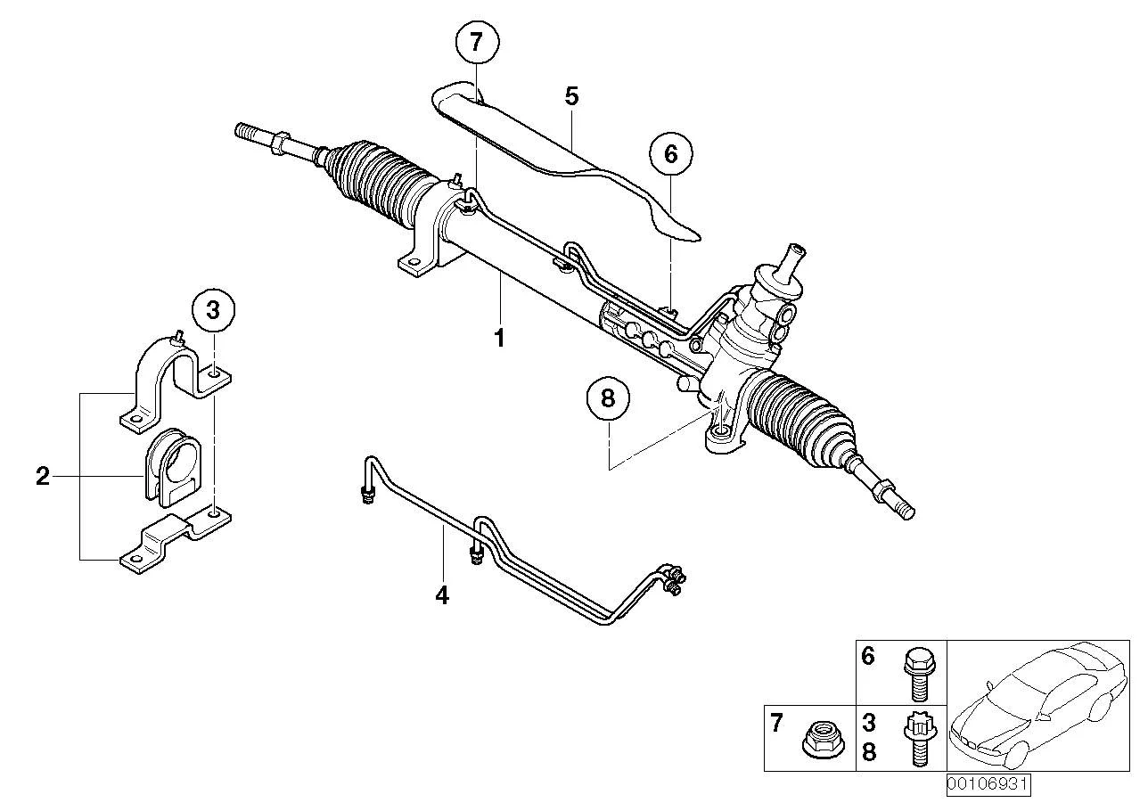 BMW Satz Befestigungsteile Lenkgetriebe R50 R52 R53 32106777528